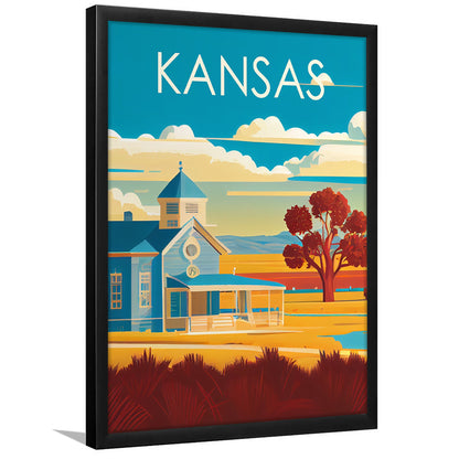 Kansas Retro Art Print, Kansas City Wall Art, Framed Art Print, Picture Framed, Painting Art