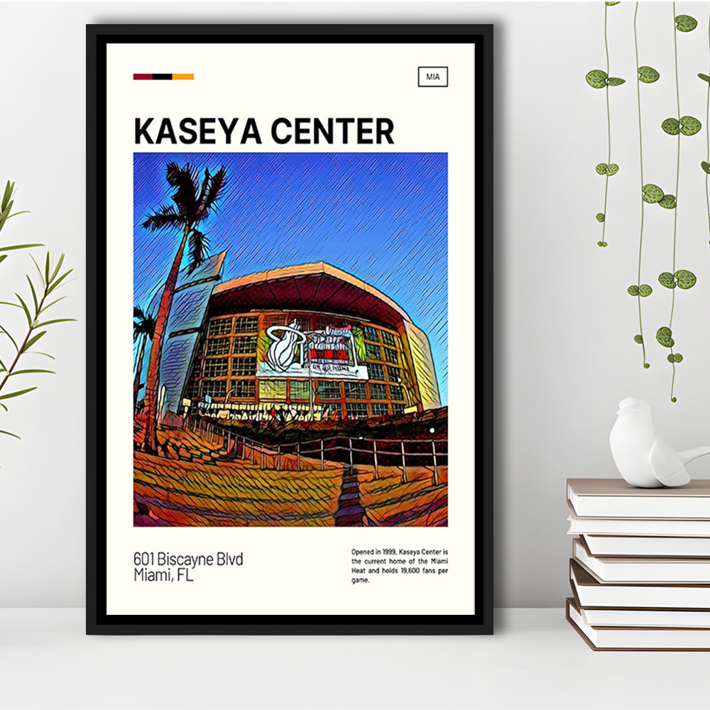 Kaseya Center Print, Miami Heat Stadium Canvas Art, Man Cave Gift, Floating Framed Canvas Print Wall Art