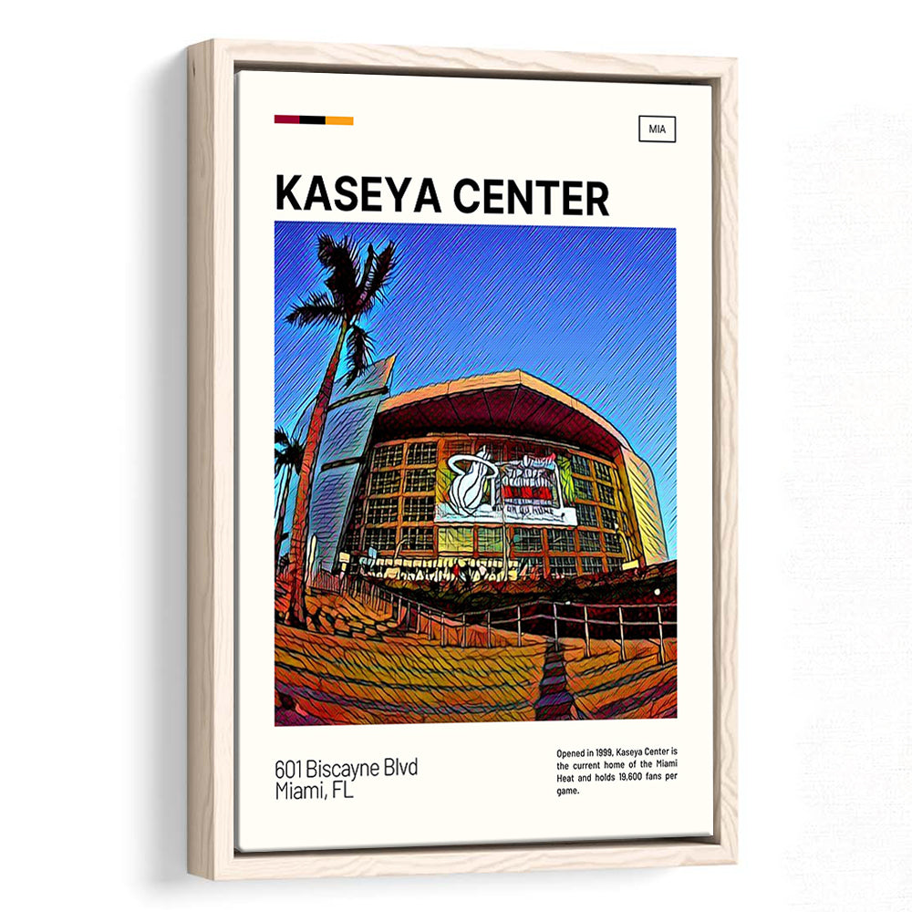Kaseya Center Print, Miami Heat Stadium Canvas Art, Man Cave Gift, Floating Framed Canvas Print Wall Art