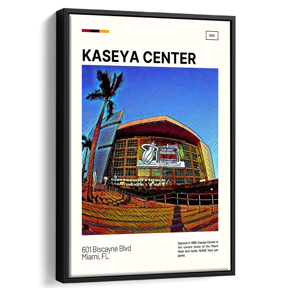Kaseya Center Print, Miami Heat Stadium Canvas Art, Man Cave Gift, Floating Framed Canvas Print Wall Art