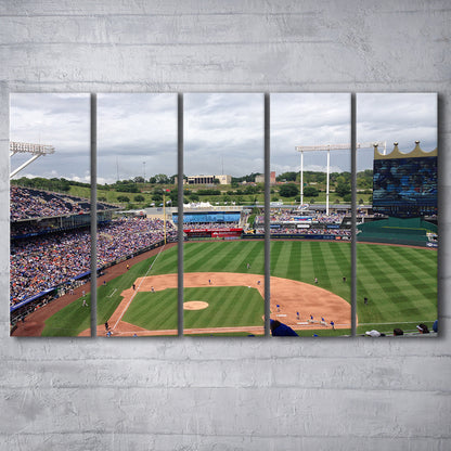 Kauffman Stadium Interleague, Stadium Canvas, Sport Art, 5 Panel B, Extra Large Canvas, Canvas Print Wall Art