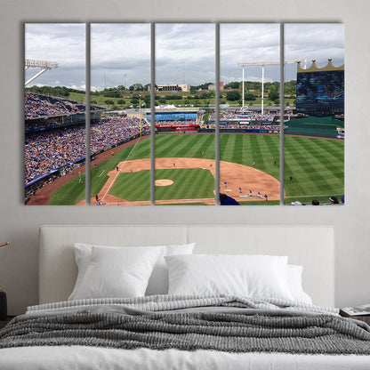 Kauffman Stadium Interleague, Stadium Canvas, Sport Art, 5 Panel B, Extra Large Canvas, Canvas Print Wall Art
