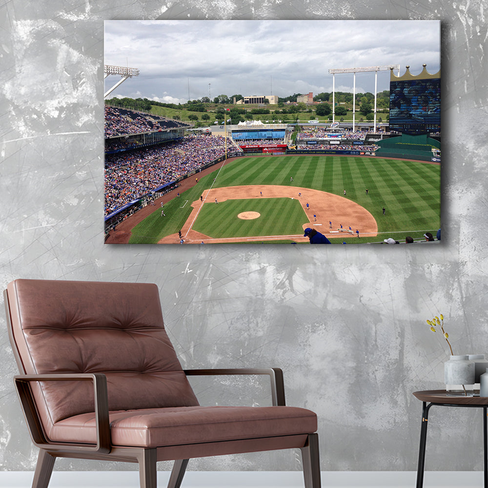 Kauffman Stadium Interleague, Stadium Canvas, Sport Art, Gift for him, Man Cave Decor, Art Print, Canvas Print Wall Art