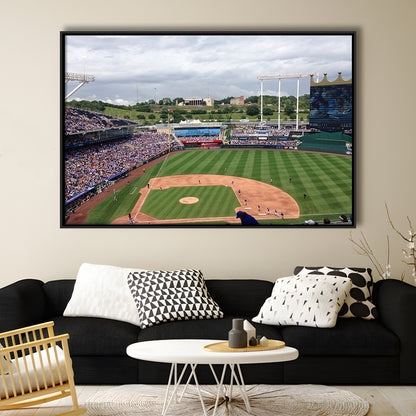 Kauffman Stadium Interleague, Stadium Canvas, Sport Art, Framed Canvas Print Wall Art, Floating Frame