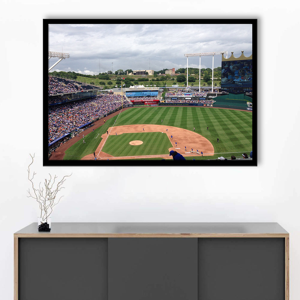 Kauffman Stadium Interleague, Stadium Canvas, Sport Art, Gift for him, Framed Art Print Wall Decor, Picture Framed