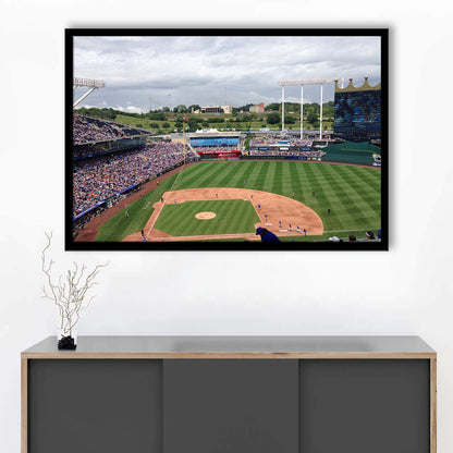 Kauffman Stadium Interleague, Stadium Canvas, Sport Art, Gift for him, Framed Art Print Wall Decor, Picture Framed