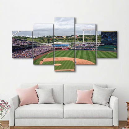 Kauffman Stadium Interleague, Stadium Canvas, Sport Art, Gift for him, 5 Panel, Large Canvas, Canvas Print Wall Art