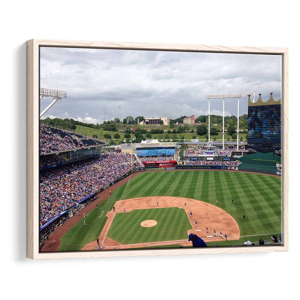 Kauffman Stadium Interleague, Stadium Canvas, Sport Art, Framed Canvas Print Wall Art, Floating Frame