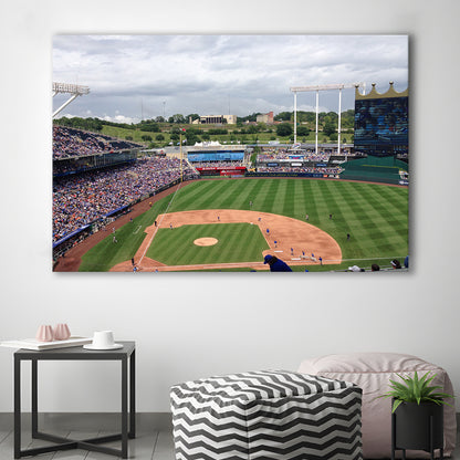 Kauffman Stadium Interleague, Stadium Canvas, Sport Art, Gift for him, Man Cave Decor, Art Print, Canvas Print Wall Art