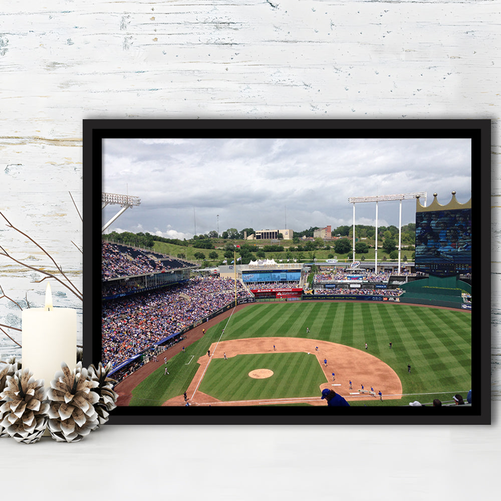 Kauffman Stadium Interleague, Stadium Canvas, Sport Art, Framed Canvas Print Wall Art, Floating Frame