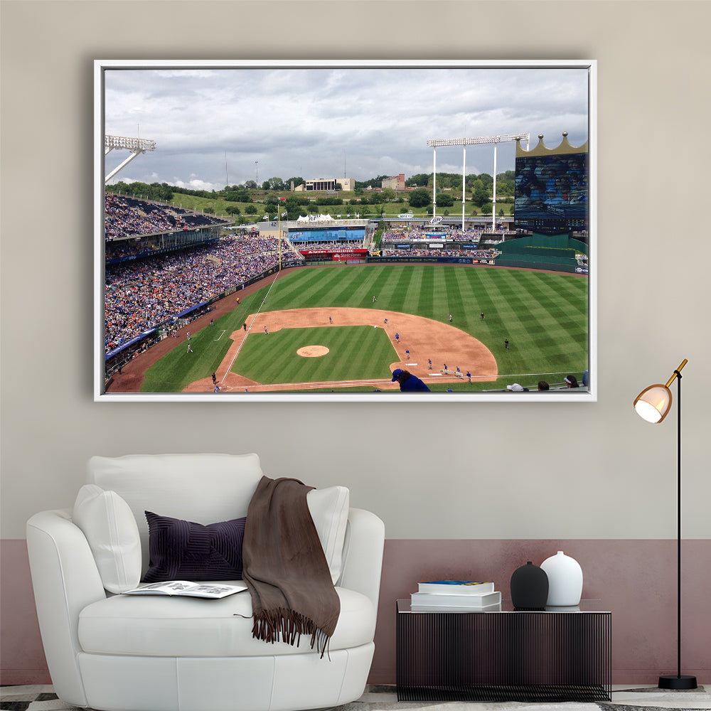 Kauffman Stadium Interleague, Stadium Canvas, Sport Art, Framed Canvas Print Wall Art, Floating Frame
