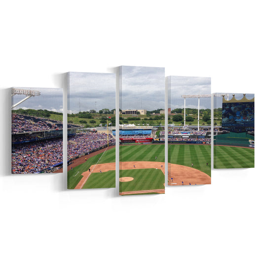Kauffman Stadium Interleague, Stadium Canvas, Sport Art, Gift for him, 5 Panel, Large Canvas, Canvas Print Wall Art