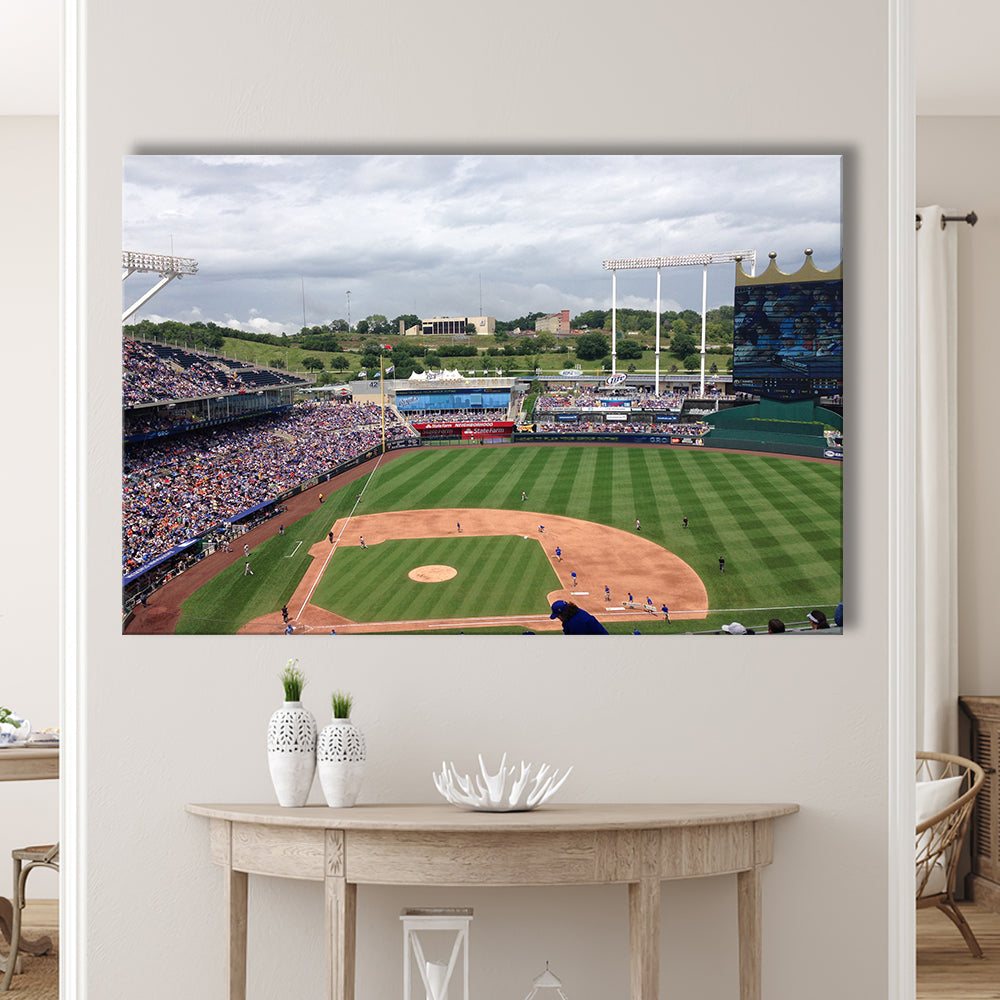 Kauffman Stadium Interleague, Stadium Canvas, Sport Art, Gift for him, Man Cave Decor, Art Print, Canvas Print Wall Art