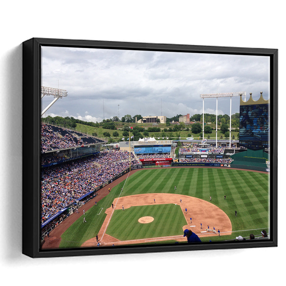 Kauffman Stadium Interleague, Stadium Canvas, Sport Art, Framed Canvas Print Wall Art, Floating Frame