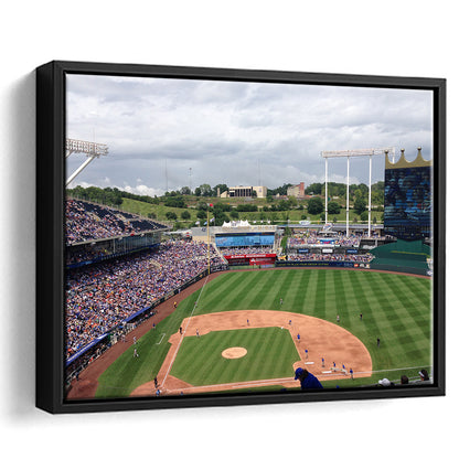 Kauffman Stadium Interleague, Stadium Canvas, Sport Art, Framed Canvas Print Wall Art, Floating Frame