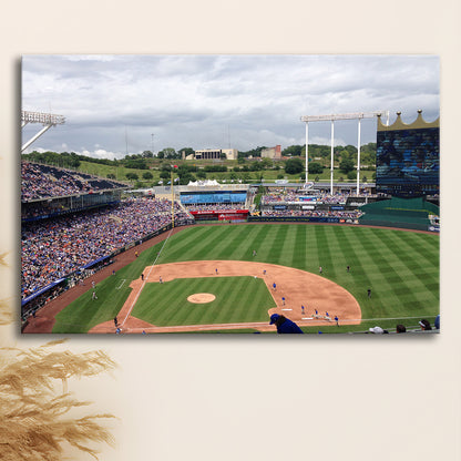 Kauffman Stadium Interleague, Stadium Canvas, Sport Art, Gift for him, Man Cave Decor, Art Print, Canvas Print Wall Art