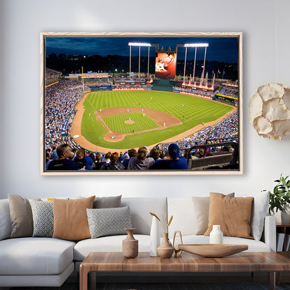 Kauffman Stadium Kansas City, Stadium Canvas, Sport Art, Framed Canvas Print Wall Art, Floating Frame
