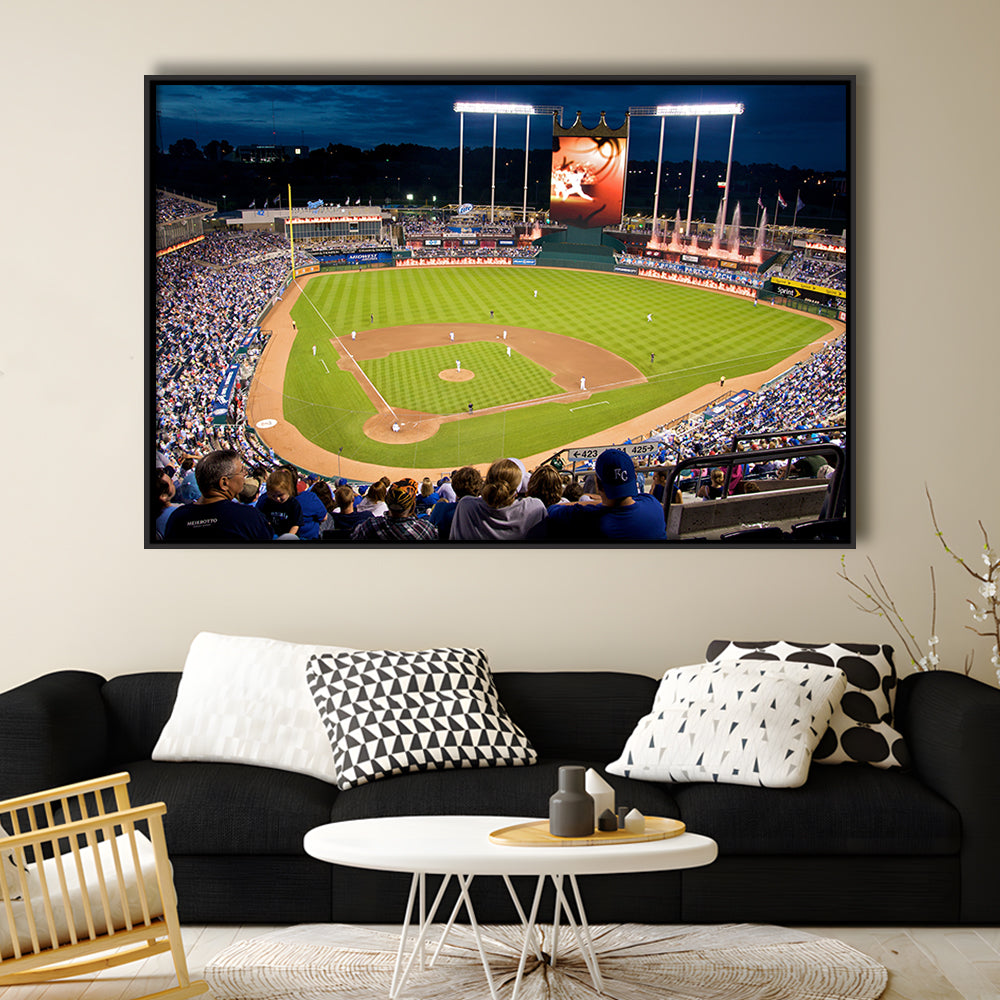 Kauffman Stadium Kansas City, Stadium Canvas, Sport Art, Framed Canvas Print Wall Art, Floating Frame