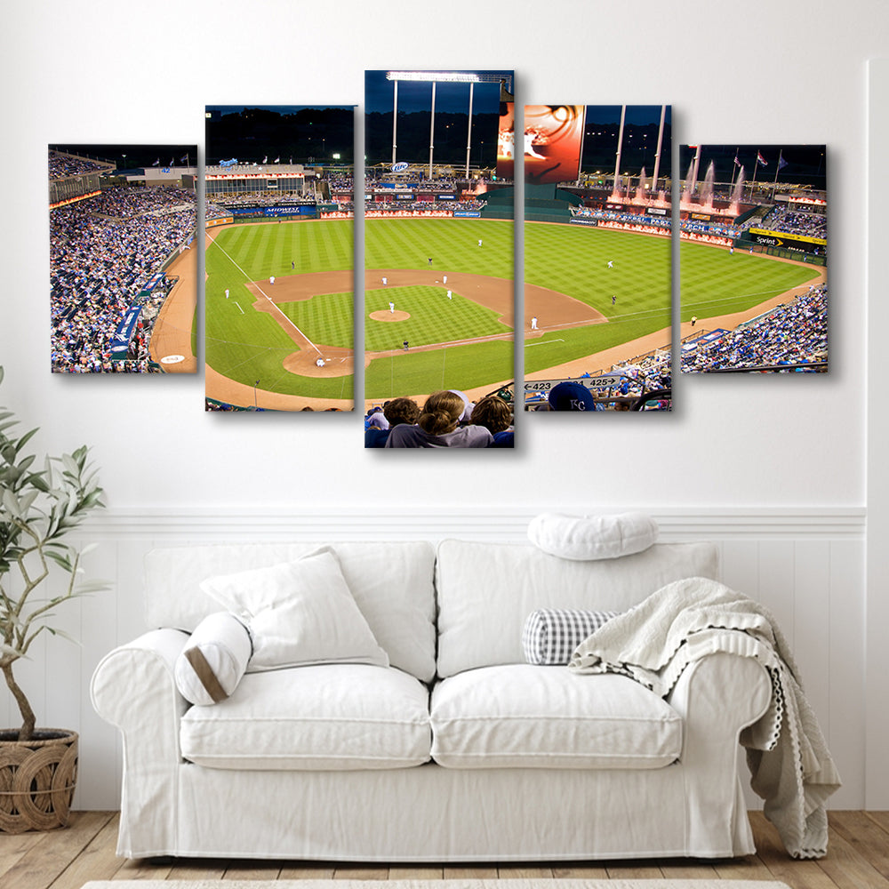 Kauffman Stadium Kansas City, Stadium Canvas, Sport Art, Gift for him, 5 Panel, Large Canvas, Canvas Print Wall Art