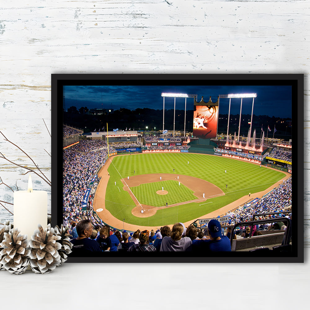 Kauffman Stadium Kansas City, Stadium Canvas, Sport Art, Framed Canvas Print Wall Art, Floating Frame
