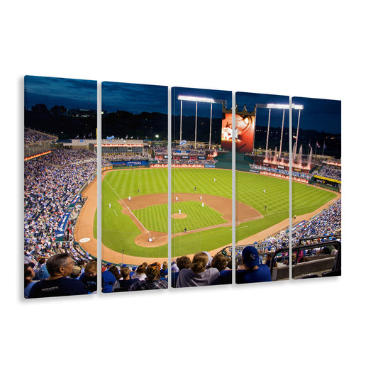Kauffman Stadium Kansas City, Stadium Canvas, Sport Art, 5 Panel B, Extra Large Canvas, Canvas Print Wall Art