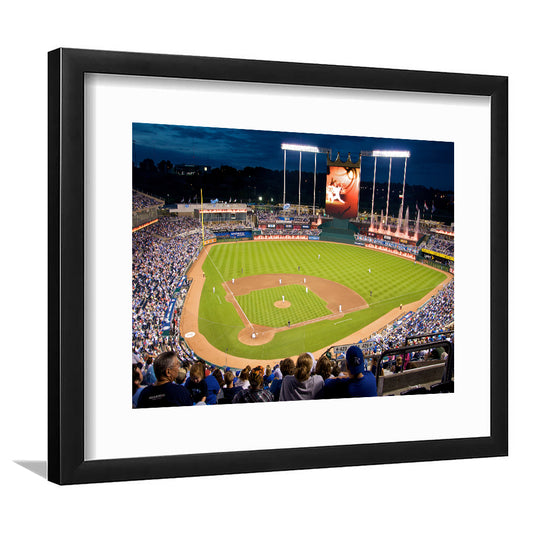 Kauffman Stadium Kansas City, Stadium Canvas, Sport Art, Gift for him, White Border Framed Art Print Wall Decor