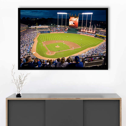 Kauffman Stadium Kansas City, Stadium Canvas, Sport Art, Gift for him, Framed Art Print Wall Decor, Picture Framed