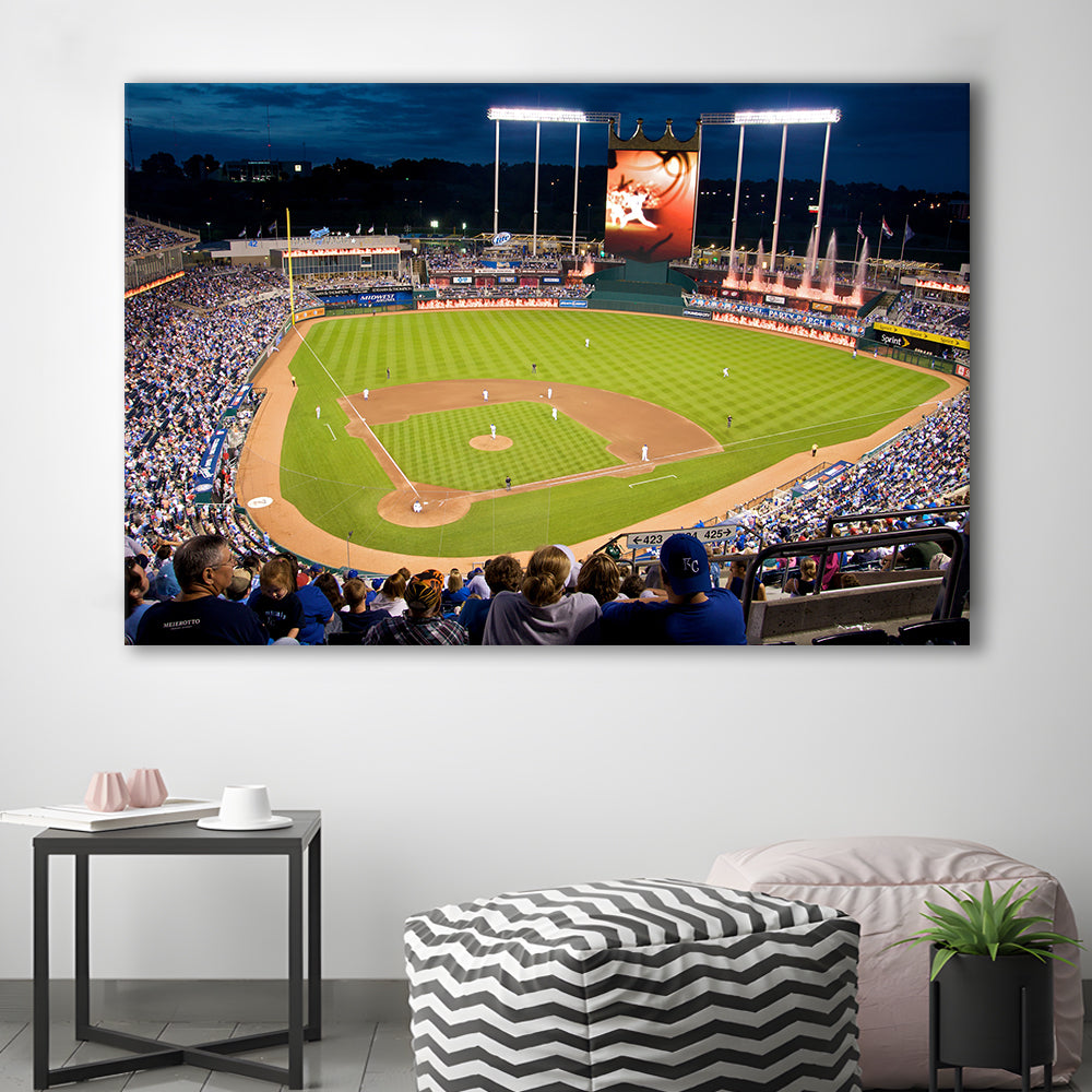 Kauffman Stadium Kansas City, Stadium Canvas, Sport Art, Gift for him, Man Cave Decor, Art Print, Canvas Print Wall Art