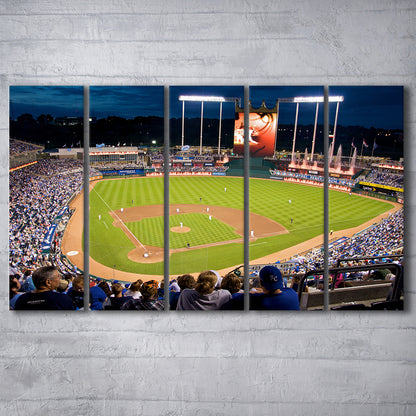 Kauffman Stadium Kansas City, Stadium Canvas, Sport Art, 5 Panel B, Extra Large Canvas, Canvas Print Wall Art