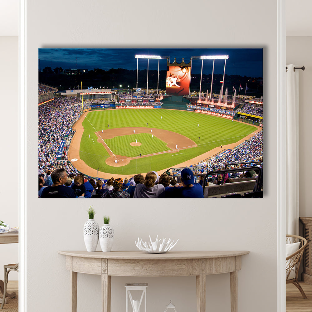 Kauffman Stadium Kansas City, Stadium Canvas, Sport Art, Gift for him, Man Cave Decor, Art Print, Canvas Print Wall Art