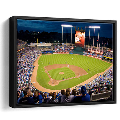 Kauffman Stadium Kansas City, Stadium Canvas, Sport Art, Framed Canvas Print Wall Art, Floating Frame