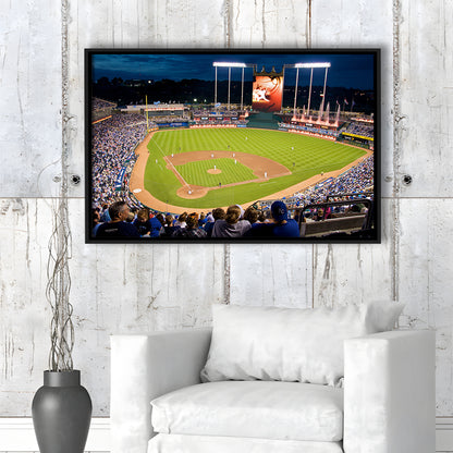 Kauffman Stadium Kansas City, Stadium Canvas, Sport Art, Framed Canvas Print Wall Art, Floating Frame
