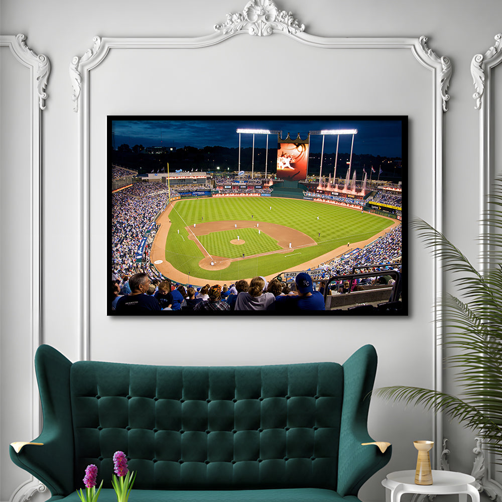 Kauffman Stadium Kansas City, Stadium Canvas, Sport Art, Gift for him, Framed Art Print Wall Decor, Picture Framed