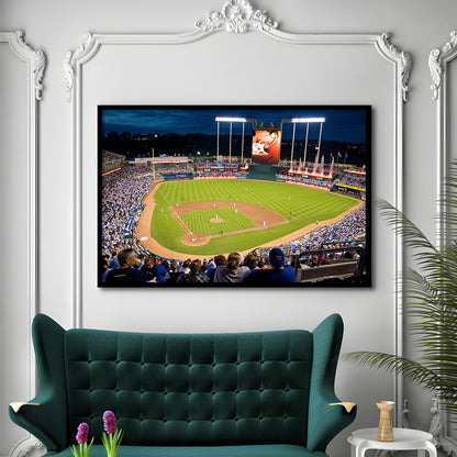 Kauffman Stadium Kansas City, Stadium Canvas, Sport Art, Gift for him, Framed Art Print Wall Decor, Picture Framed