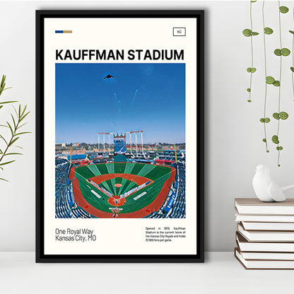 Kauffman Stadium Print, Kansas City Royals Stadium Canvas Art, Man Cave Gift, Floating Framed Canvas Print Wall Art