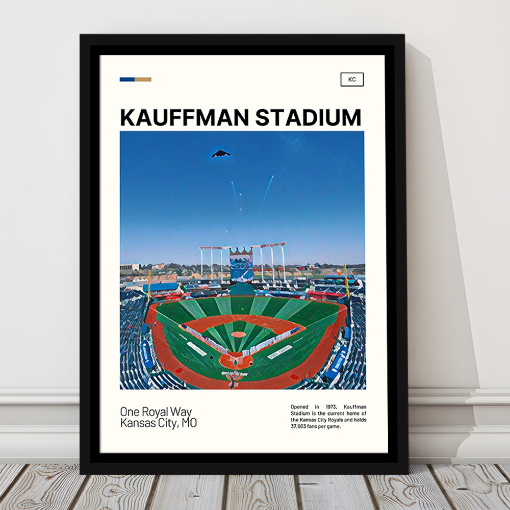 Kauffman Stadium Print, Kansas City Royals Stadium Canvas Art, Man Cave Gift, Floating Framed Canvas Print Wall Art
