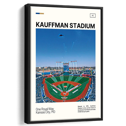 Kauffman Stadium Print, Kansas City Royals Stadium Canvas Art, Man Cave Gift, Floating Framed Canvas Print Wall Art