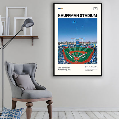 Kauffman Stadium Print, Kansas City Royals Stadium Canvas Art, Man Cave Gift, Floating Framed Canvas Print Wall Art