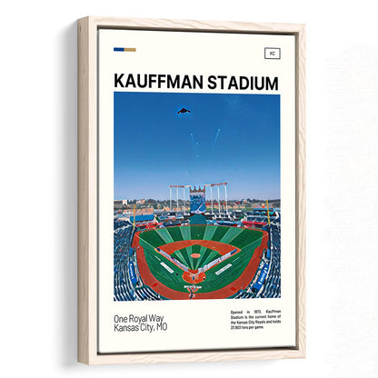 Kauffman Stadium Print, Kansas City Royals Stadium Canvas Art, Man Cave Gift, Floating Framed Canvas Print Wall Art