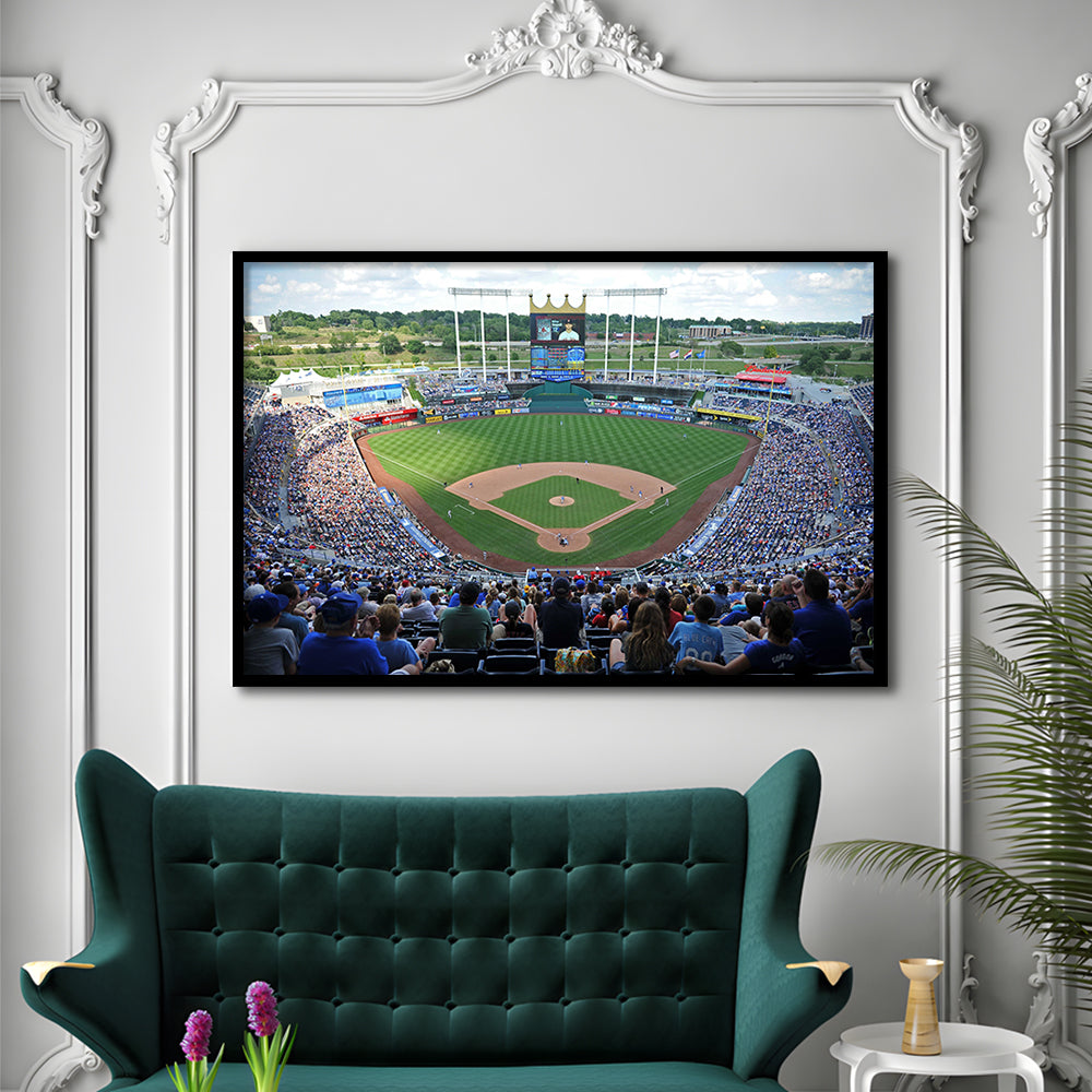 Kauffman Stadium Royals, Stadium Canvas, Sport Art, Gift for him, Framed Art Print Wall Decor, Picture Framed