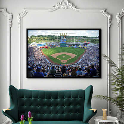 Kauffman Stadium Royals, Stadium Canvas, Sport Art, Gift for him, Framed Art Print Wall Decor, Picture Framed