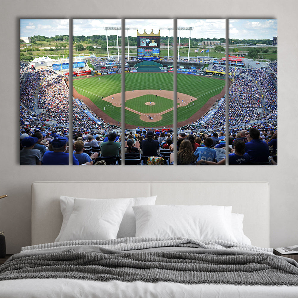 Kauffman Stadium Royals, Stadium Canvas, Sport Art, 5 Panel B, Extra Large Canvas, Canvas Print Wall Art