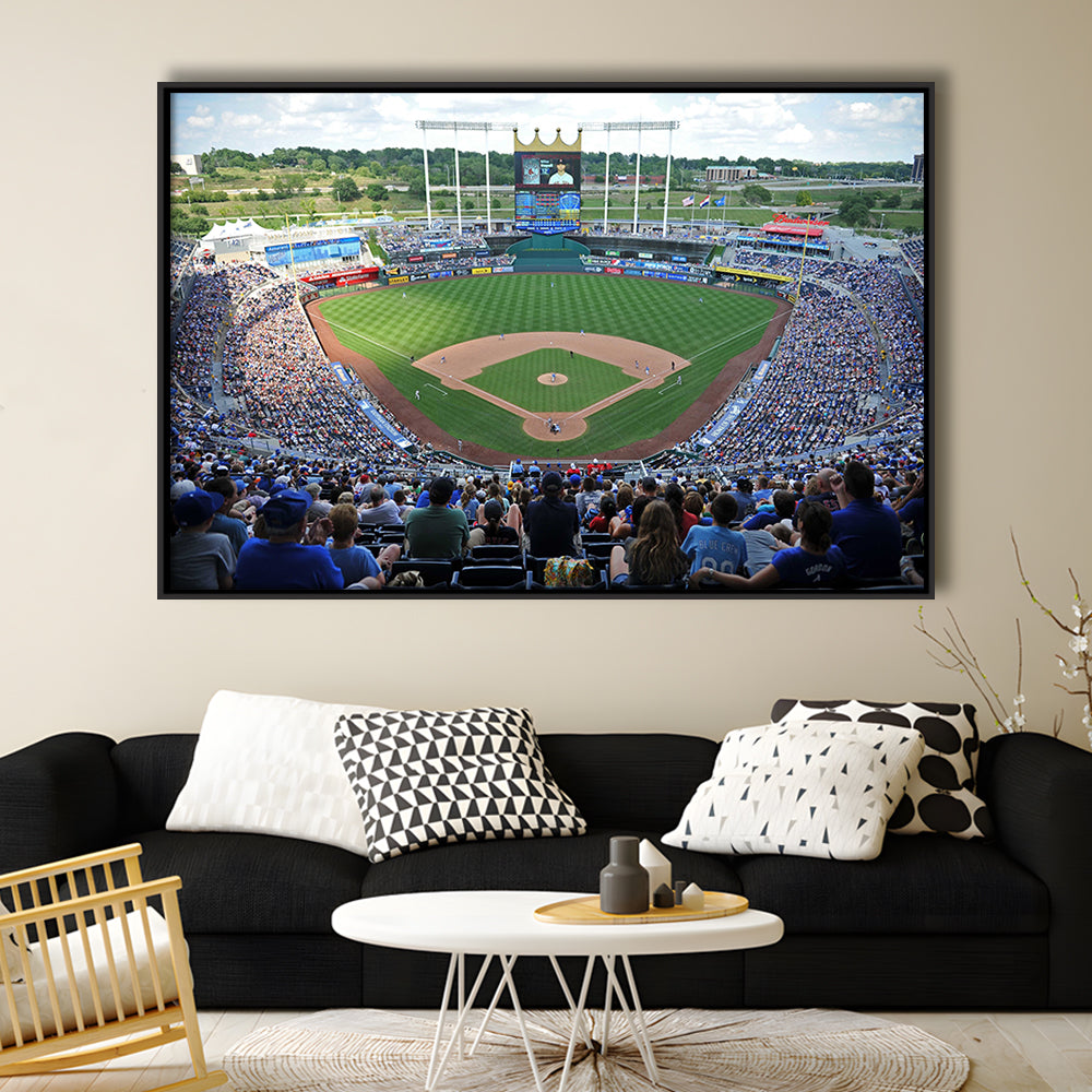 Kauffman Stadium Royals, Stadium Canvas, Sport Art, Framed Canvas Print Wall Art, Floating Frame