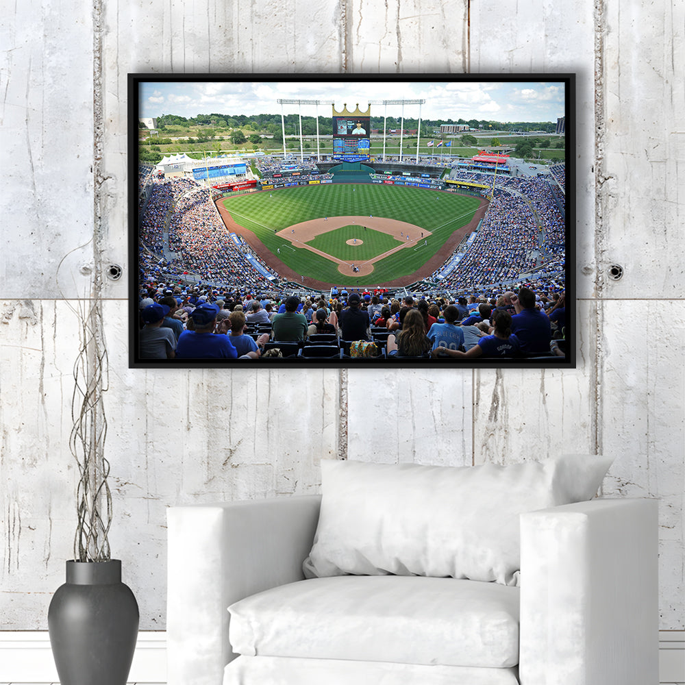Kauffman Stadium Royals, Stadium Canvas, Sport Art, Framed Canvas Print Wall Art, Floating Frame