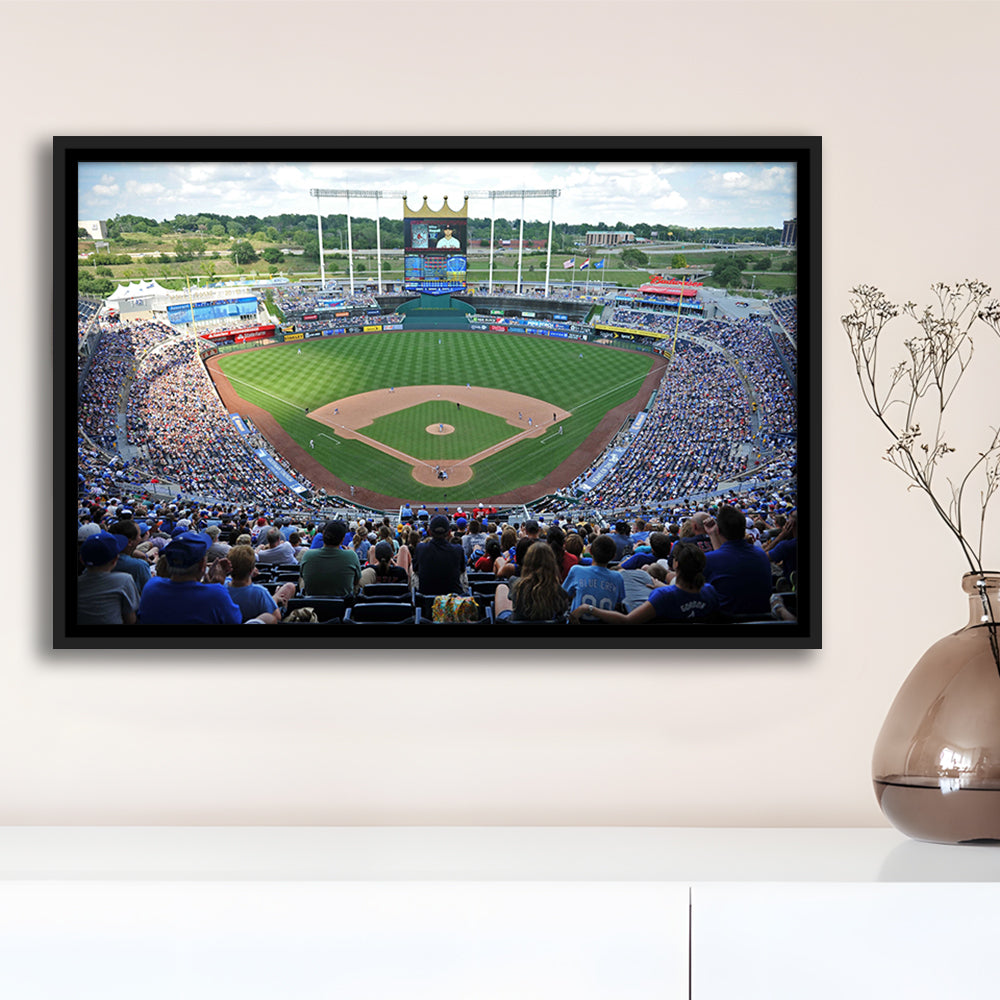 Kauffman Stadium Royals, Stadium Canvas, Sport Art, Framed Canvas Print Wall Art, Floating Frame