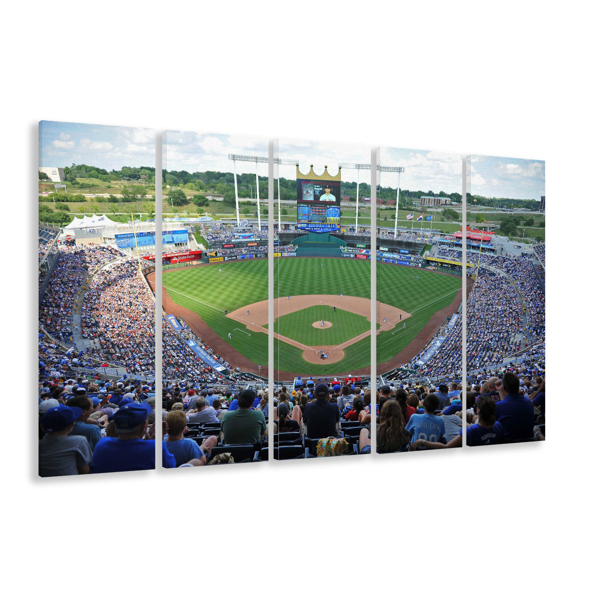 Kauffman Stadium Royals, Stadium Canvas, Sport Art, 5 Panel B, Extra Large Canvas, Canvas Print Wall Art