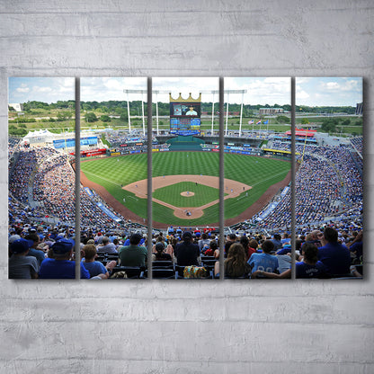 Kauffman Stadium Royals, Stadium Canvas, Sport Art, 5 Panel B, Extra Large Canvas, Canvas Print Wall Art