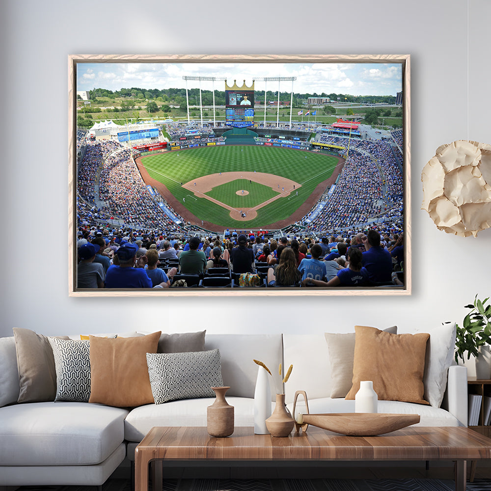 Kauffman Stadium Royals, Stadium Canvas, Sport Art, Framed Canvas Print Wall Art, Floating Frame