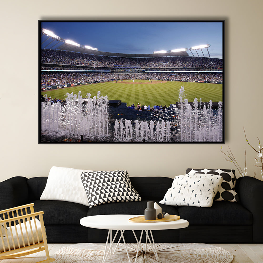 Kauffman Stadium in Kansas City, Stadium Canvas, Sport Art, Framed Canvas Print Wall Art, Floating Frame