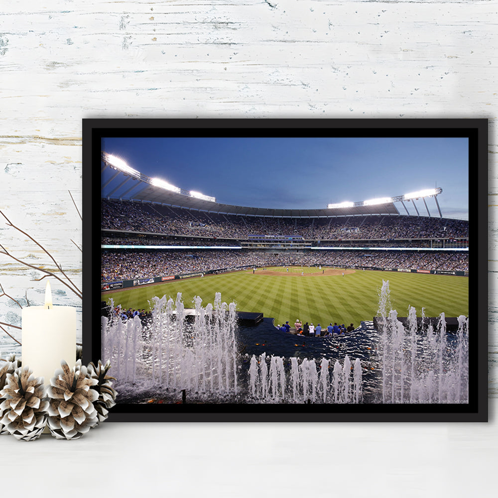 Kauffman Stadium in Kansas City, Stadium Canvas, Sport Art, Framed Canvas Print Wall Art, Floating Frame